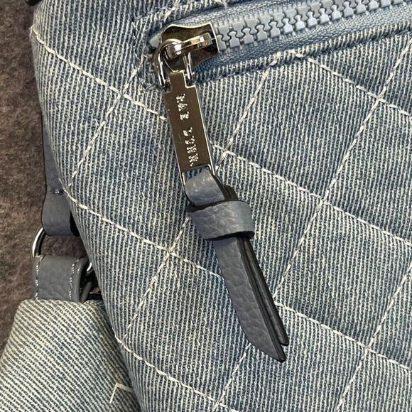 NWT RAE DUNN Crossbody Bag Blue Denim Quilted Purse With Matching Pouch New - Picture 7 of 14